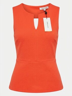 Karen Millen Vibrant Coral-Orange Sleeveless Peplum Top